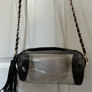 Chic Transparent Crossbody Bag with Black Chain Strap and Tassel